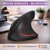 Mouse Ergonomic, Mouse Vertical Wireless Bluetooth (Bt 5.0 + Bt 3.0 + 2.4G), 3 Niveluri De Ajustare Pana La 1200 Dpi, Mouse Wireless Optic Silentios Pentru Laptop/Pc/Mac/Tableta/Ipad (Win/Android/Ios), 6 Butoane