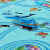 Set 25 piese cu masinuta, traseu puzzle racer, jucarie interactiva cu desene din mare, semne de circulatie si combinatii multiple