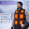 Vesta incalzita cu 3 setari de caldura, 11 incalzitoare si conexiune USB la baterie externa, Unisex, Marime M, Negru
