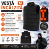 Vesta incalzita cu 3 setari de caldura, 11 incalzitoare si conexiune USB la baterie externa, Unisex, Marime M, Negru