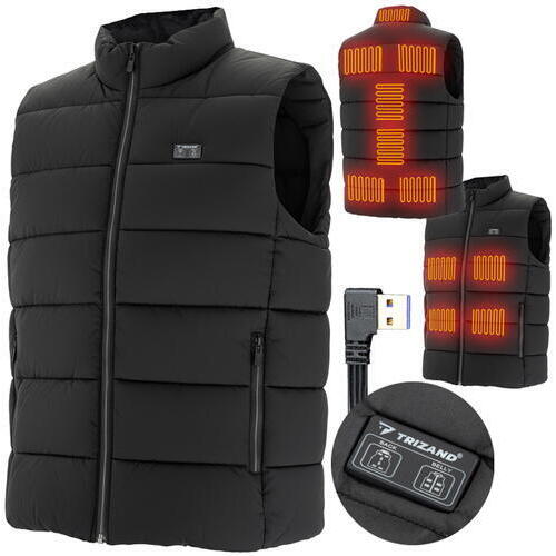 Vesta incalzita cu 3 setari de caldura, 11 incalzitoare si conexiune USB la baterie externa, Unisex, Marime L, Negru