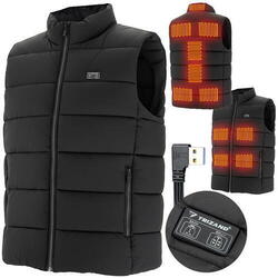 Vesta incalzita cu 3 setari de caldura, 11 incalzitoare si conexiune USB la baterie externa, Unisex, Marime XL, Negru