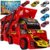 Set de joaca, Camion cu Masinute, Mega transportator de 6 masini, Echipament cu 3 platforme, 30x11.5x7 cm