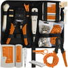 Kit instrumente de retea si tester cabluri 2 in 1, 145 piese, compatibil mufe cabluri retea si telefonice, RJ45/RJ11, husa depozitare, 27 x 15.5 x 6 cm