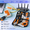 Kit instrumente de retea si tester cabluri 2 in 1, 145 piese, compatibil mufe cabluri retea si telefonice, RJ45/RJ11, husa depozitare, 27 x 15.5 x 6 cm
