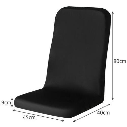 Husa universala pentru scaun de birou, banda elastica si fermoar pentru fixare, neagra, poliester, inaltime maxima a spatarului cu sezutul 80 cm, 40 x 45 x 9 cm