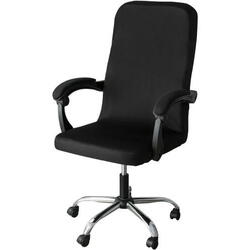 Husa universala pentru scaun de birou, banda elastica si fermoar pentru fixare, neagra, poliester, inaltime maxima a spatarului cu sezutul 80 cm, 40 x 45 x 9 cm