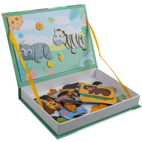 Carte tip Puzzle Magnetic , Set 47 magneti, 6 Cartonase Duble, Tema Animale