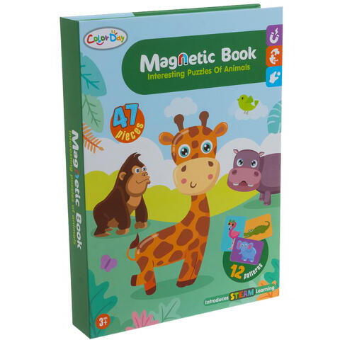 Carte tip Puzzle Magnetic , Set 47 magneti, 6 Cartonase Duble, Tema Animale