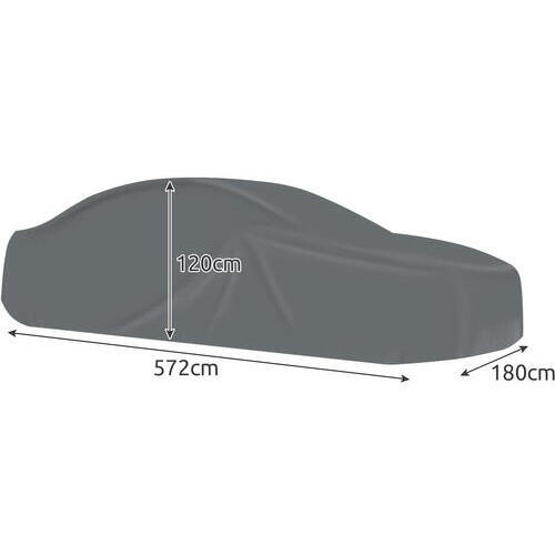 Husa Prelata Auto Mare Rezistenta la Razele UV, 572x180x120cm, Nu Ingheata pe Caroserie, Margini Duble Intarite, Benzi Elastice Cusute in Fata si in Spate care va Permit sa Fixati Husa de Bara de Protectie, Set cu Geanta, Gri