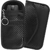 Set 2 husa protectie antifurt pentru chei si carduri, Cu carabiniera, Inchidere velcro, Neagra, Blocarea undelor radio 10 - 30 kHz, 9 x 13/ 8.5 x 13 cm
