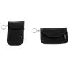 Set 2 husa protectie antifurt pentru chei si carduri, Cu carabiniera, Inchidere velcro, Neagra, Blocarea undelor radio 10 - 30 kHz, 9 x 13/ 8.5 x 13 cm