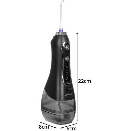 Irigator bucal profesional portabil, 5 moduri, 8 duze, 300 ml, 2500 mAh, IPX7, pentru dinti, gingii, limba si nas, Negru