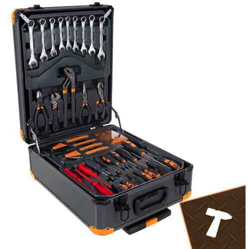 BIGSTREN Trusa de 1000 scule XXL tip troler, Otel Crom-Vanadiu, 4 Organizatoare Detasabile, Manere Antiderapante, Varfuri Magnetice, 50 x 37 x 20 cm