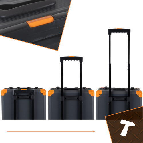 BIGSTREN Trusa de 1000 scule XXL tip troler, Otel Crom-Vanadiu, 4 Organizatoare Detasabile, Manere Antiderapante, Varfuri Magnetice, 50 x 37 x 20 cm