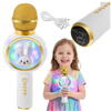 Microfon de karaoke pentru copii, Model Iepuras, Compatibil Bluetooth, Silentios, Fara fir, Alb