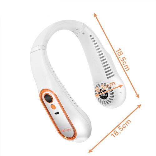 Ventilator portabil de gat, fara pale, 5 viteze, LED, USB-C, 18.5 x 18.5 cm, ABS, culoare Alb