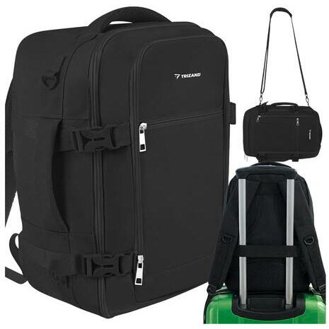 TRIZAND Rucsac de calatorie tip Geanta, 20L, 40x25x20cm, 2 Compartimente, Negru