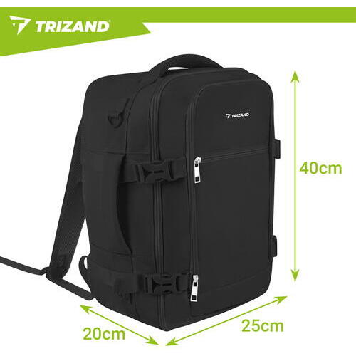 TRIZAND Rucsac de calatorie tip Geanta, 20L, 40x25x20cm, 2 Compartimente, Negru
