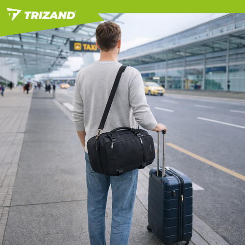TRIZAND Rucsac de calatorie tip Geanta, 20L, 40x25x20cm, 2 Compartimente, Negru
