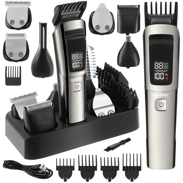 Masina de Tuns Barba si Parul 10 in 1, RapidCut, Autonomie 90 min, Nas, Urechi, Suport, Acumulator