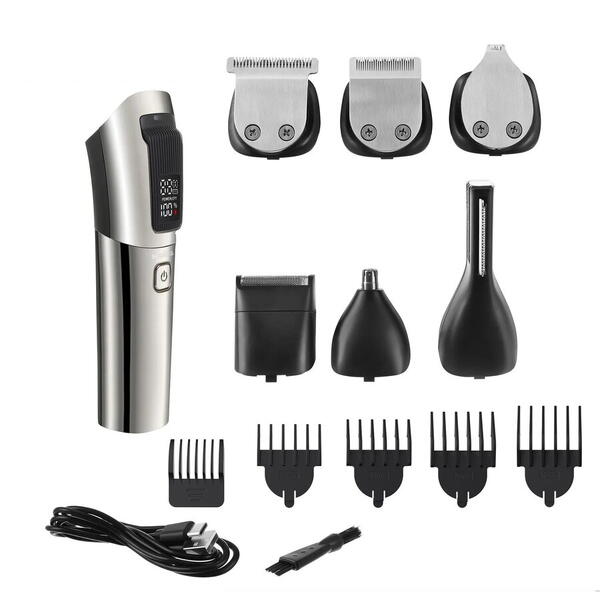 Masina de Tuns Barba si Parul 10 in 1, RapidCut, Autonomie 90 min, Nas, Urechi, Suport, Acumulator