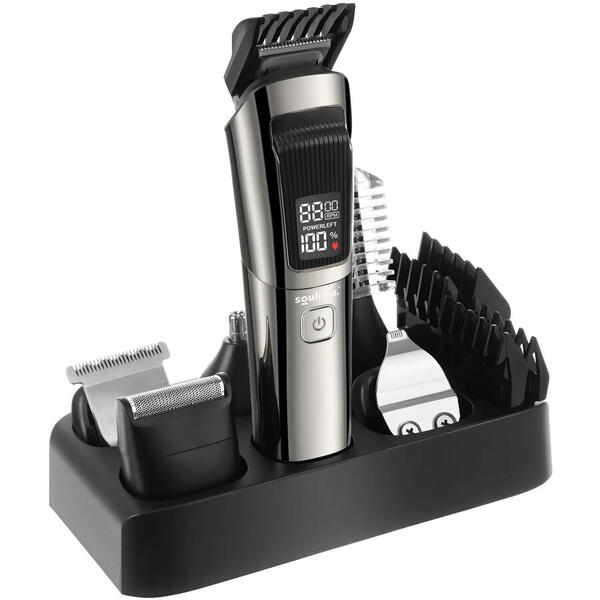 Masina de Tuns Barba si Parul 10 in 1, RapidCut, Autonomie 90 min, Nas, Urechi, Suport, Acumulator
