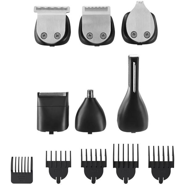 Masina de Tuns Barba si Parul 10 in 1, RapidCut, Autonomie 90 min, Nas, Urechi, Suport, Acumulator
