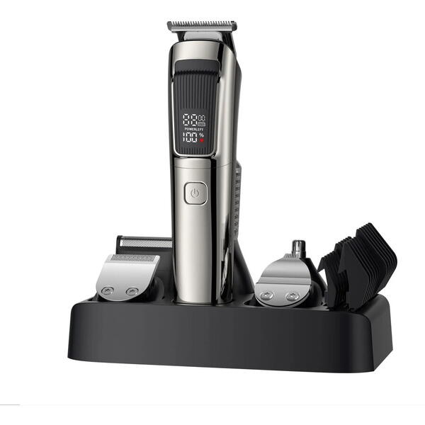 Masina de Tuns Barba si Parul 10 in 1, RapidCut, Autonomie 90 min, Nas, Urechi, Suport, Acumulator