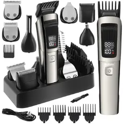 Masina de Tuns Barba si Parul 10 in 1, RapidCut, Autonomie 90 min, Nas, Urechi, Suport, Acumulator