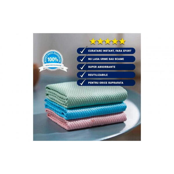 5+5 GRATIS Lavete magice microfibra, 25x25cm, Multicolor