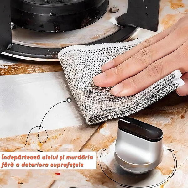 5+5 GRATIS Lavete multifuncționale din microfibra metalica, 20x20cm