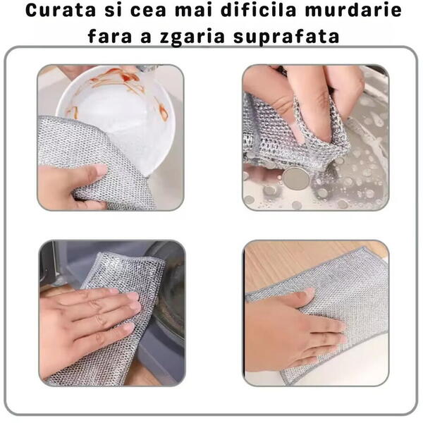 5+5 GRATIS Lavete multifuncționale din microfibra metalica, 20x20cm