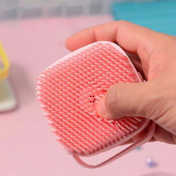 1+1 GRATIS Burete de baie din silicon cu dozator, Mini Soft Brush, reutilizabilla, pentru adulti, copii, animale de companie, Roz