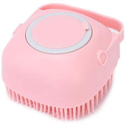 1+1 GRATIS Burete de baie din silicon cu dozator, Mini Soft Brush, reutilizabilla, pentru adulti, copii, animale de companie, Roz