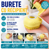 1+1 GRATIS Burete de baie din silicon cu dozator, Mini Soft Brush, reutilizabilla, pentru adulti, copii, animale de companie, Galben