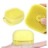 1+1 GRATIS Burete de baie din silicon cu dozator, Mini Soft Brush, reutilizabilla, pentru adulti, copii, animale de companie, Galben