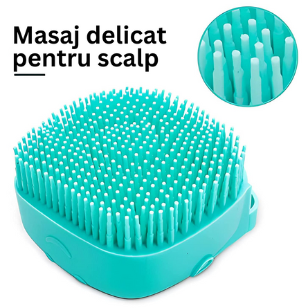1+1 GRATIS Burete de baie din silicon cu dozator, Mini Soft Brush, reutilizabilla, pentru adulti, copii, animale de companie, Turcoaz
