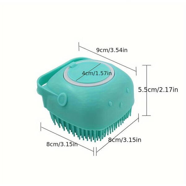 1+1 GRATIS Burete de baie din silicon cu dozator, Mini Soft Brush, reutilizabilla, pentru adulti, copii, animale de companie, Turcoaz