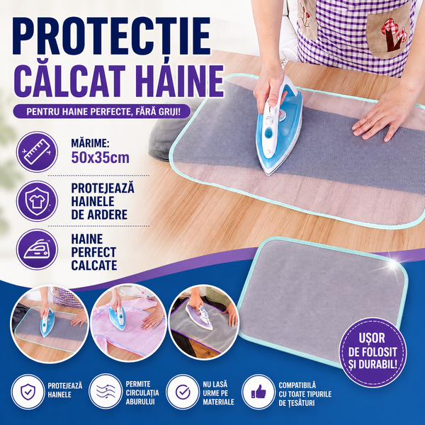 1+1 GRATIS Plansa protectoare pentru calcat haine delicate cu orificii pentru trecerea aburilor, 35x50 cm