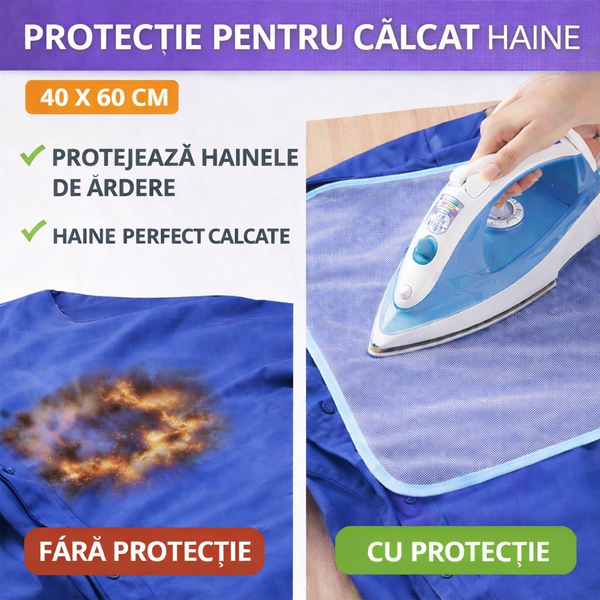 1+1 GRATIS Plansa protectoare pentru calcat haine delicate cu orificii pentru trecerea aburilor, 40x60 cm