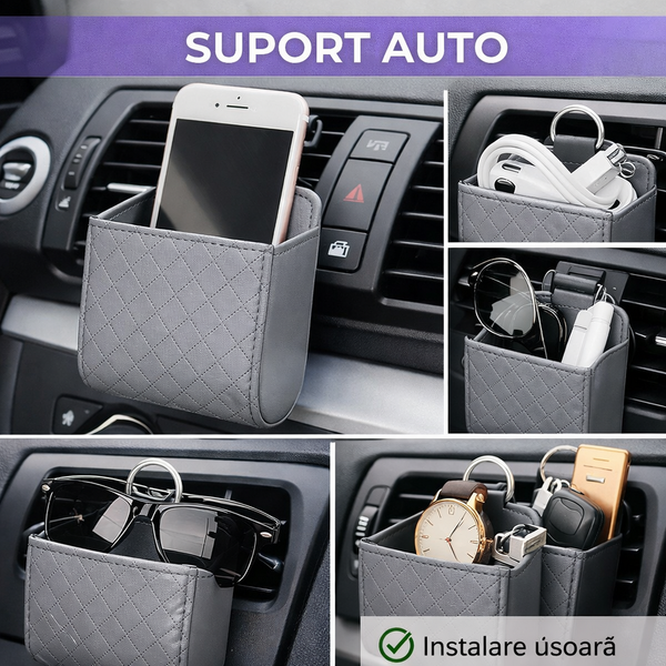 1+1 GRATIS Suport auto universal, montare grila ventilatie, Gri