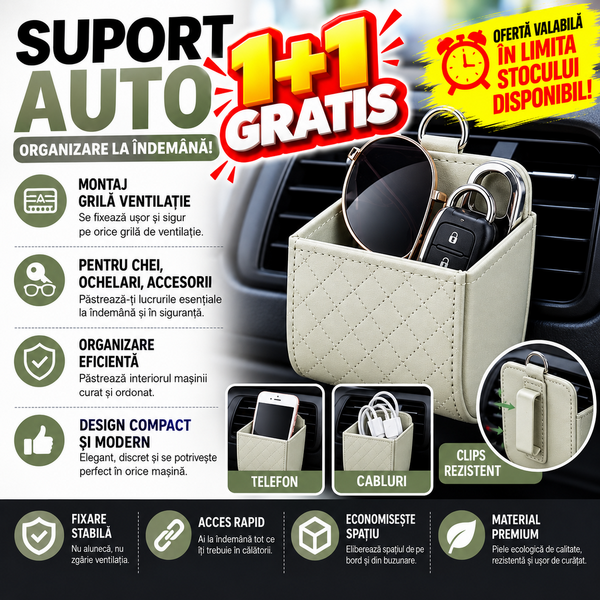 1+1 GRATIS Suport auto universal, montare grila ventilatie, Bej
