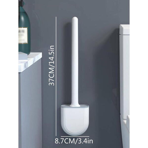 1+1 GRATIS Perie de WC cu cap flexibil, cu suport, prindere pe perete cu sistem banda adeziva inclus