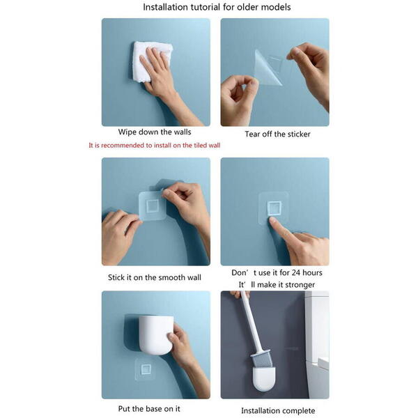 1+1 GRATIS Perie de WC cu cap flexibil, cu suport, prindere pe perete cu sistem banda adeziva inclus