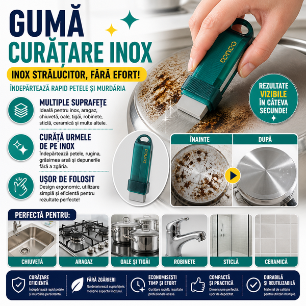 1+1 GRATIS Guma pentru curatare baterie chiuveta si inox