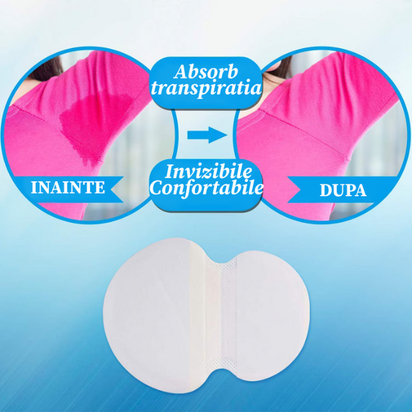 10+10 GRATISTampoane Absorbante Anti Transpiratie pentru axila, autoadezive, Unisex