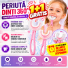 1+1 GRATIS Periuta de dinti pentru copii, 2-7 ani, in forma de U, din silicon, periaj si curatare gingii 360, Roz