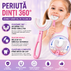 1+1 GRATIS Periuta de dinti pentru copii, 2-7 ani, in forma de U, din silicon, periaj si curatare gingii 360, Roz