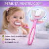 1+1 GRATIS Periuta de dinti pentru copii, 2-7 ani, in forma de U, din silicon, periaj si curatare gingii 360, Roz